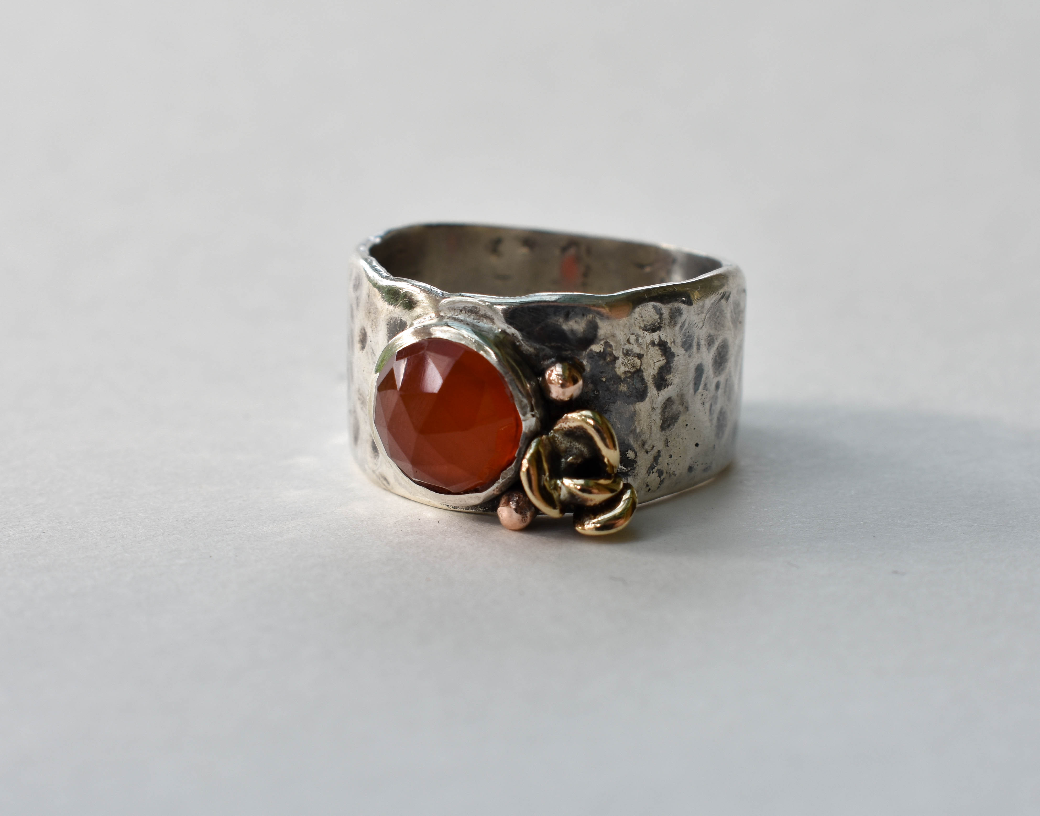 Carnellian Ring, handmade silver ring