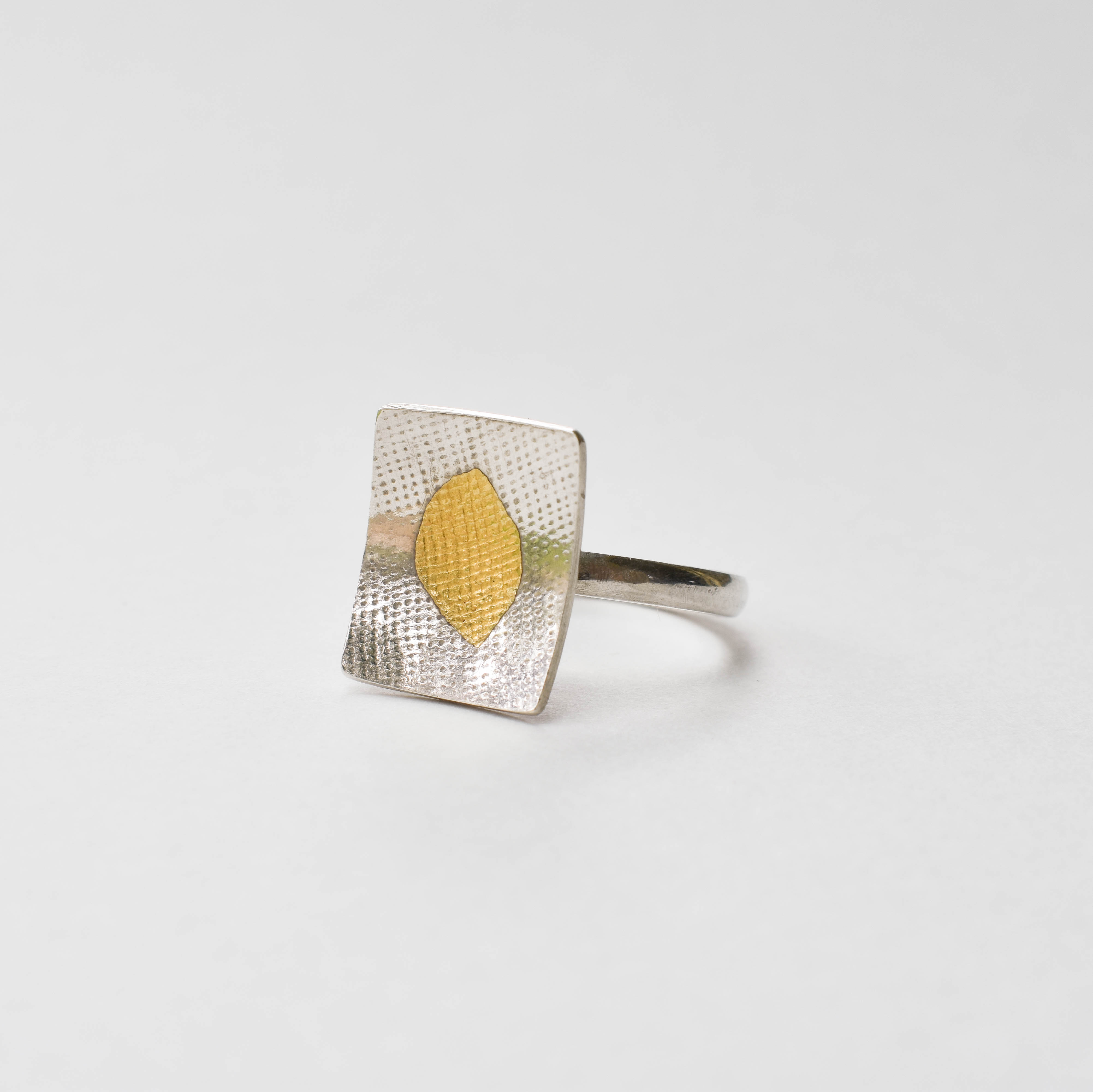 Gold Inlay Ring, handmade silver ring