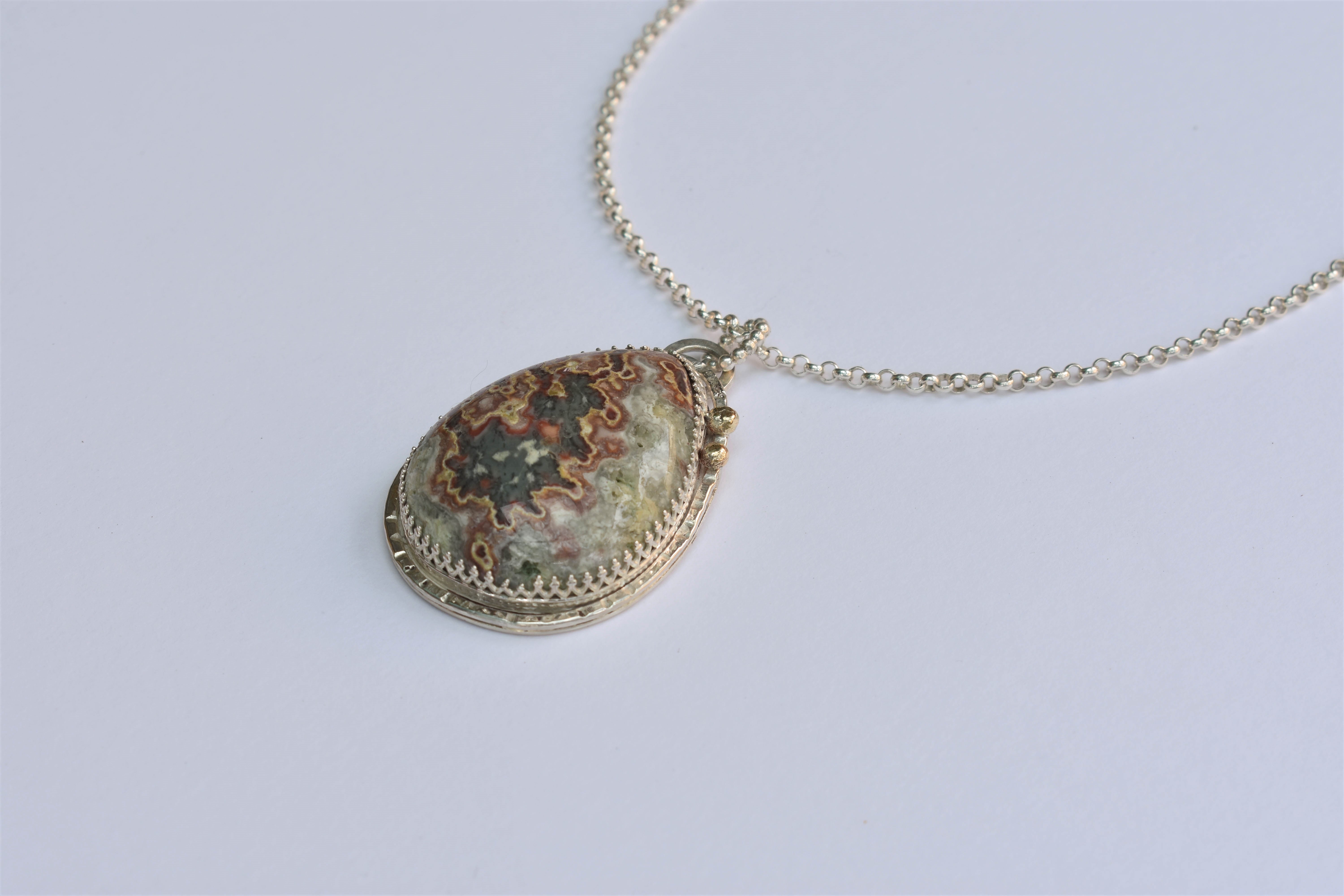 Opalite Cherry, handmade silver necklace
