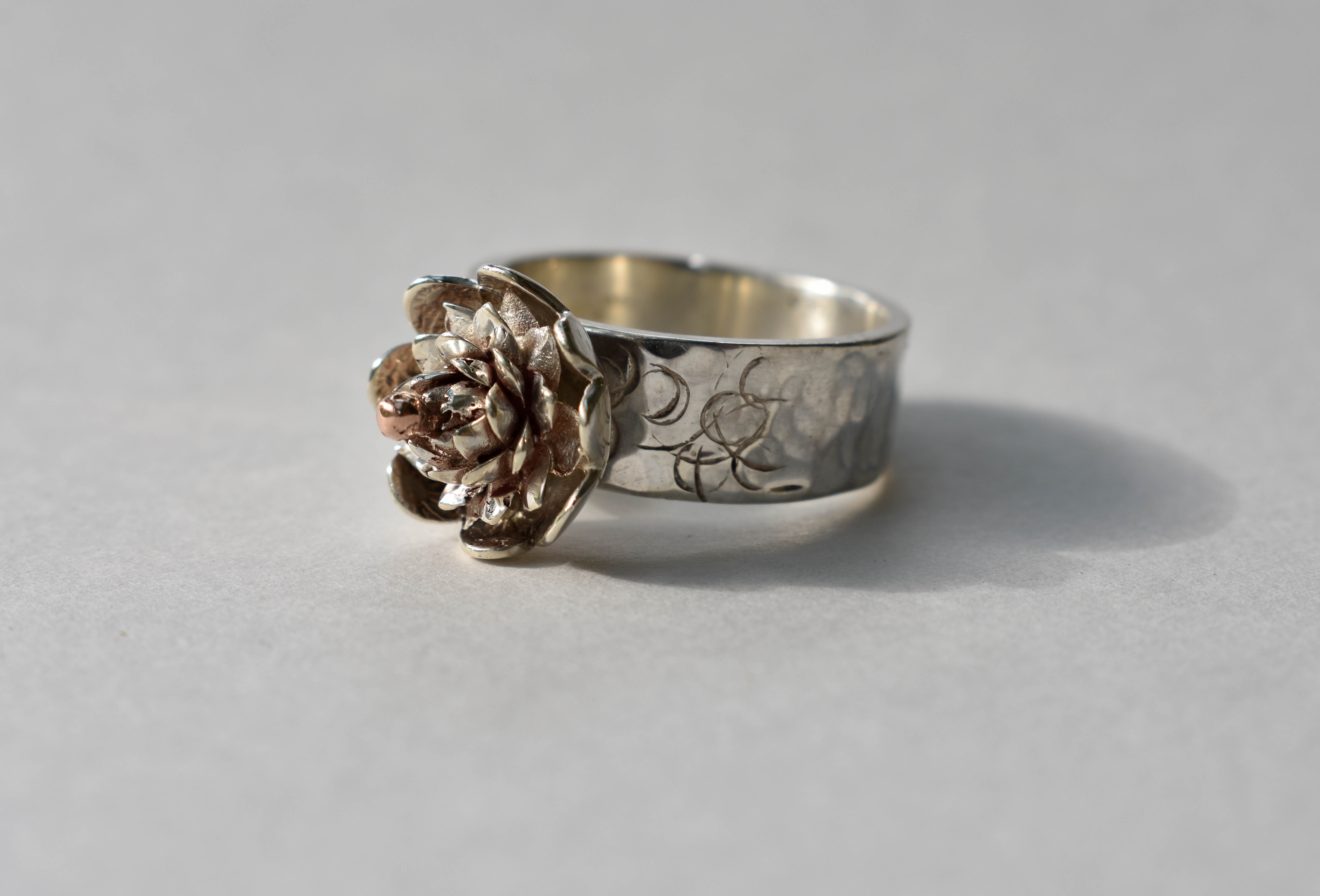 Rose Ring, handmade silver ring